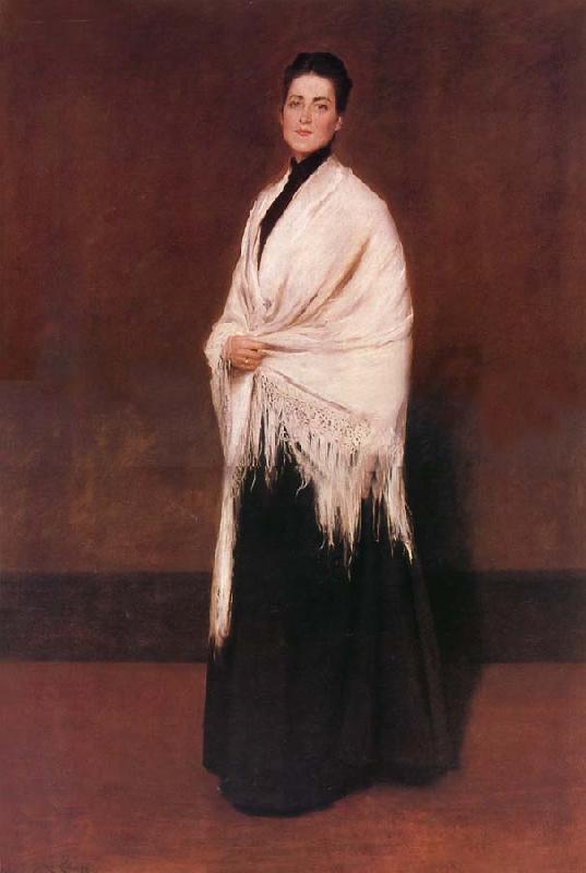 William Merritt Chase The lady wear white shawl Sweden oil painting art